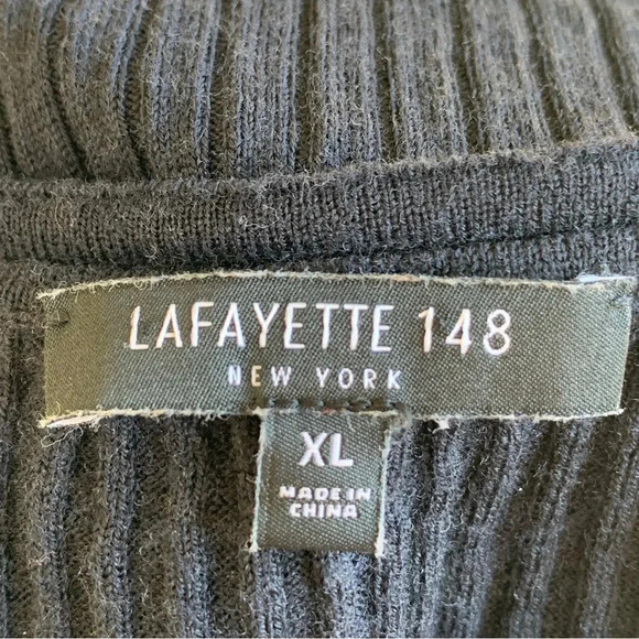 Lafayette 148 Women's XL Trim Modern Ribbed 100% Wool Tank Top Sweater Navy Blue - Picture 5 of 7